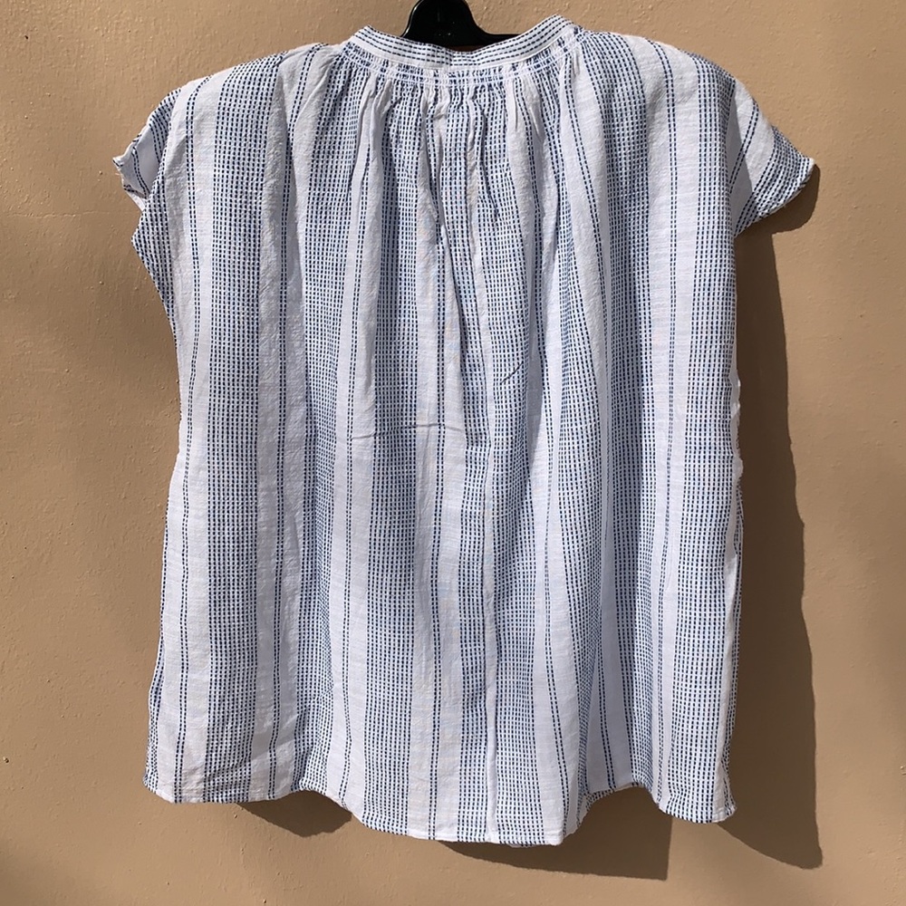 H&M Women's White Knit Top Blue Stitching Medium - Picture 4 of 4